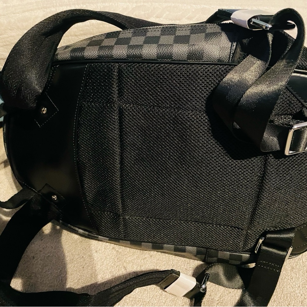 Men's Black Checkerboard Backpack - Urban Commuter Pack